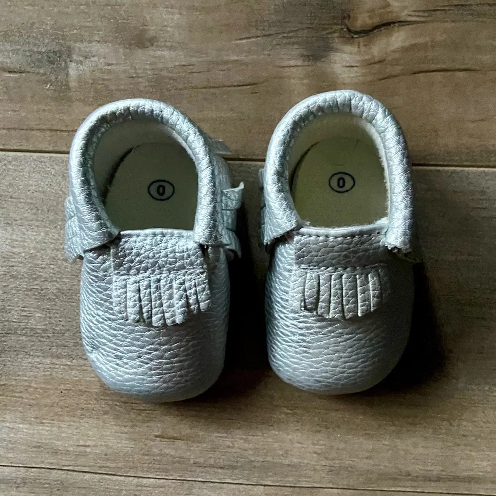 Sweet N Swag Moccasins, Metallic Silver